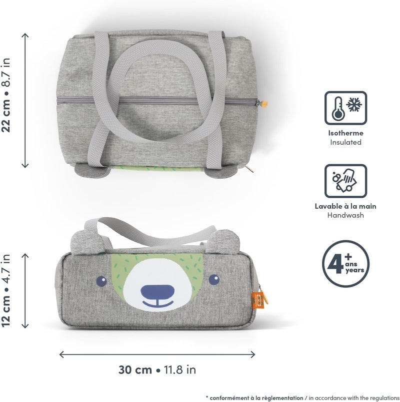 monbento Wonder Travel Kids Lunch Bag Green Bear - Insulated Lunch Bag for Lunch Box - Image 2